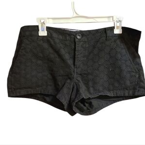 SO Black High Waist Eyelet Shorts